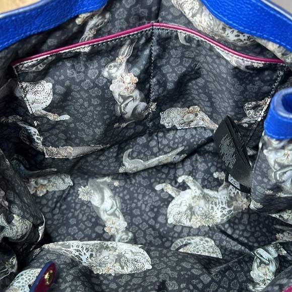 Ted Baker Blue Purple Color Block Leather Shoulder Bag - Picture 8 of 13